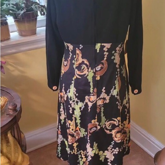 Vintage 1970s. Jeunesse by Hannemar. Retro dress, Black Funky Floral Skirt. US14 - Picture 2 of 4